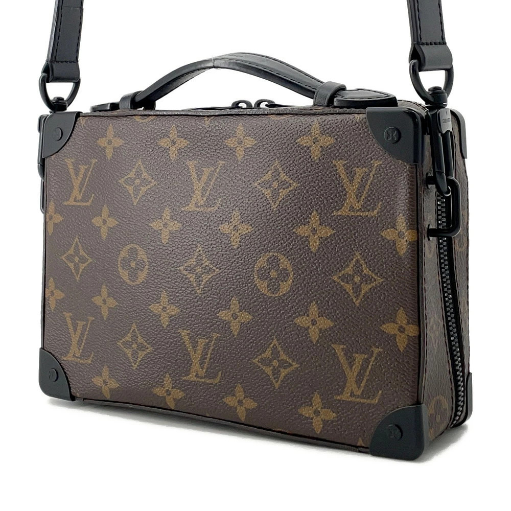 Louis Vuitton Trunk Black Handle Soft Bag Macassar Brown Monogram Shoulder